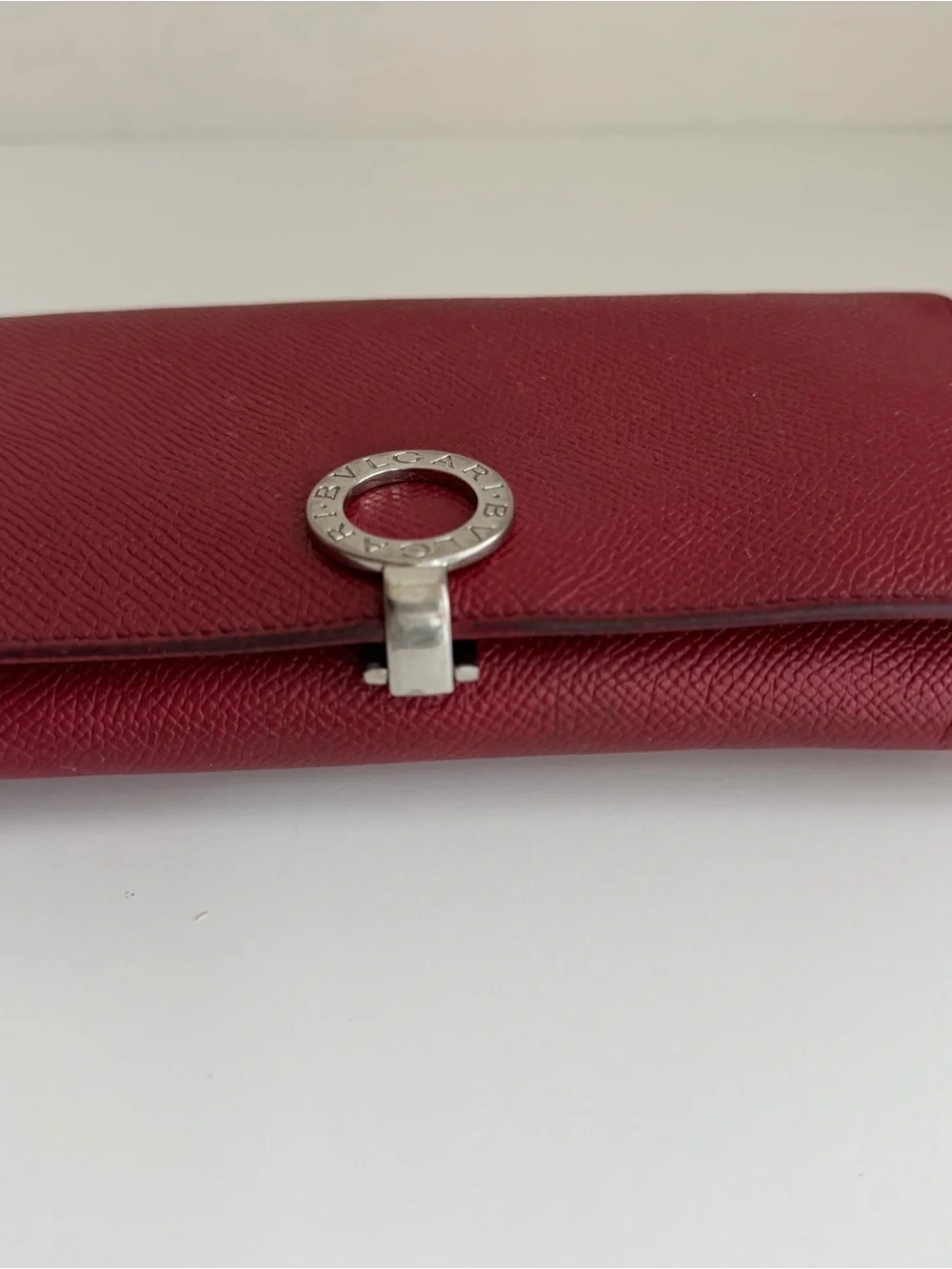 Authentic Bvlgari Clip Red Leather Long Wallet